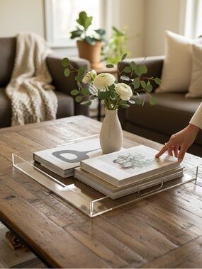 Clear Acrylic Serving Tray with Built-In Handles - $15